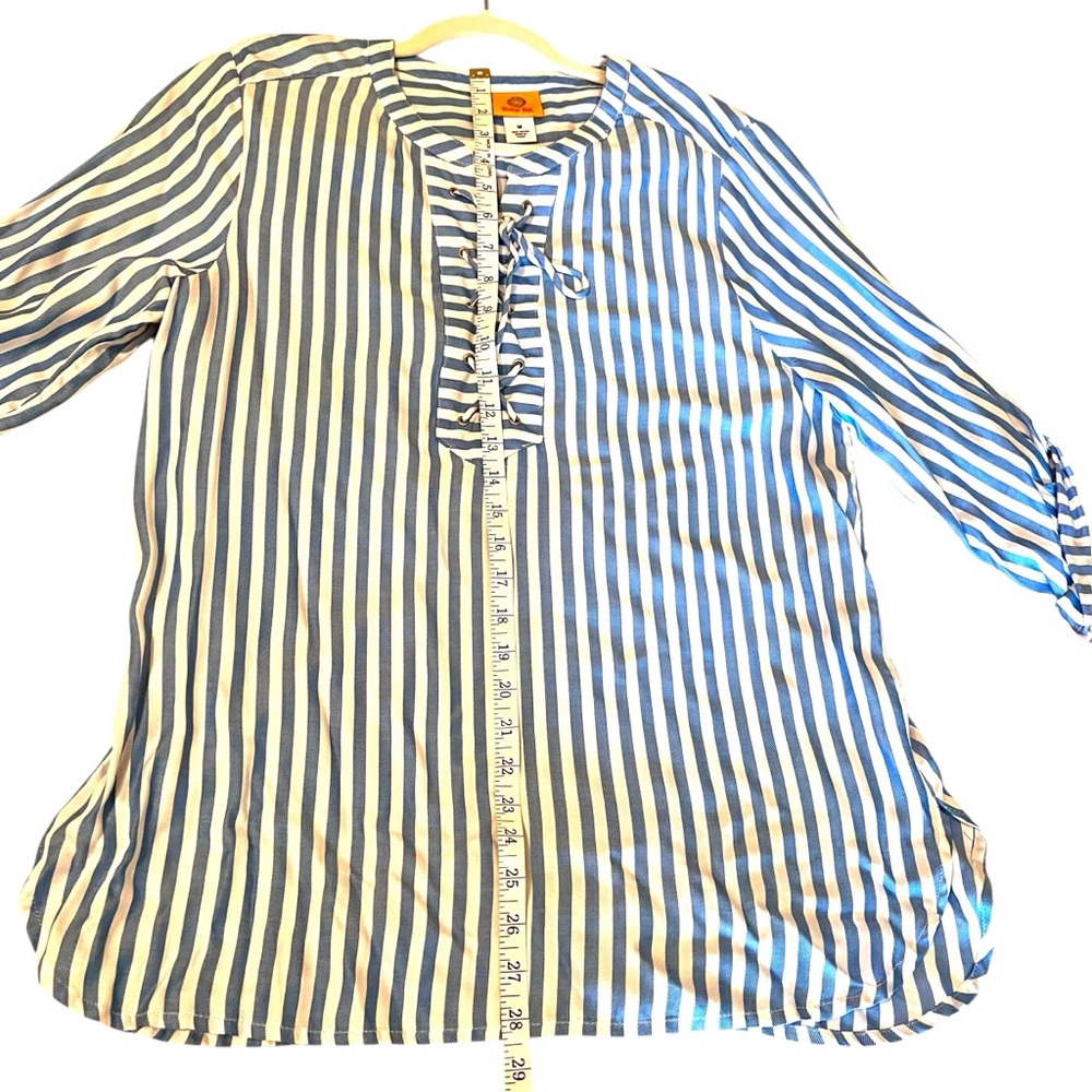Ruby Rd. Women’s Blue & White Striped Blouse  Size M New With Tags - Picture 13 of 15